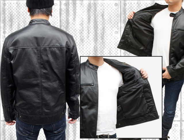 シングル衿のライダースジャケット