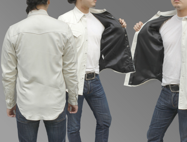 【　メンズ レザーシャツ　】ディアスキン（鹿革） ディアスキンレザーシャツジャケット 7965