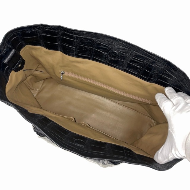 ポロサスクロコダイル トートバッグ ブラック メンズ レディース ワニ