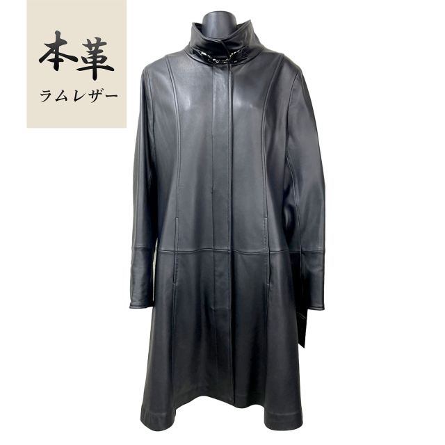 90's HAI sporting gear ラムレザー ロングコート 3L相当 ラム革 レザーコート レディース ロングコート 本革 スタンドカラー