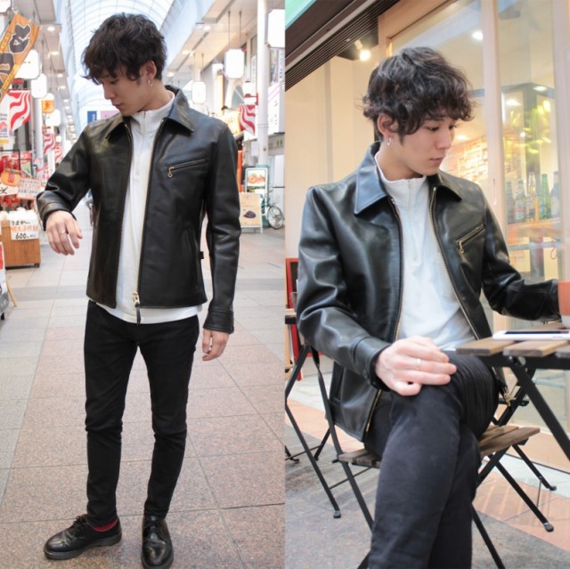 Y2LEATHER 日本製 馬革 トラッカージャケット メンズ ブラック M/L/ hvr-42