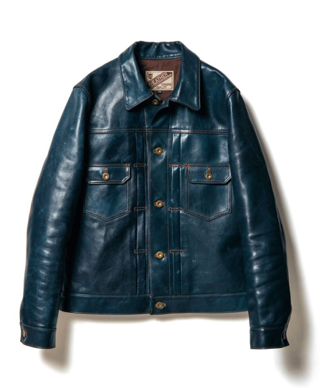 Y2LEATHER INDIGO HORSE 2nd Type Gジャン 本革 革ジャン レザージャケット ネイビー 40 IB-141