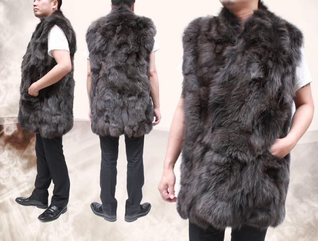 毛皮とバックスキンのリバーシブルロングベスト 毛皮とバックスキンのリバーシブルロングベスト