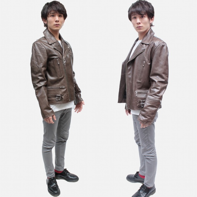 80s90sブラウン 牛レザー ライダースジャケット ダブル FREAK'S STORE（フリークスストア） レザージャケット ライダース