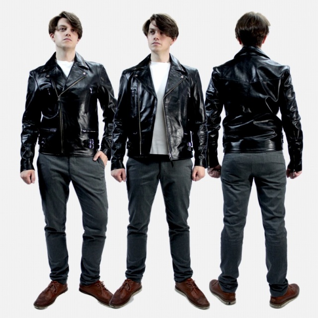 Mo-Laws 水牛革 ダブルライダースジャケット UKタイプ メンズ ブラック