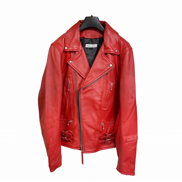レッドレザー ダブルライダースジャケット 53（Vanson Special Custom 