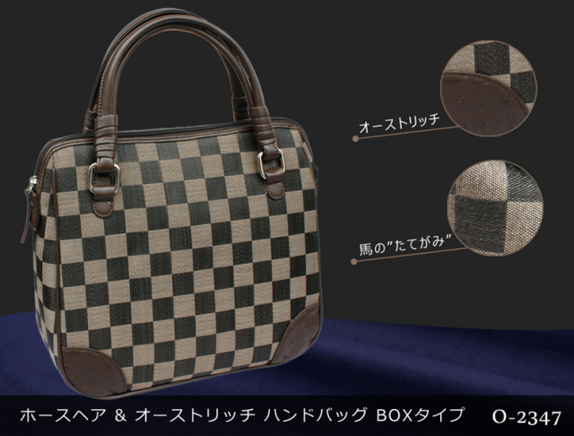 オーストリッチをあしらったレザーバッグです。