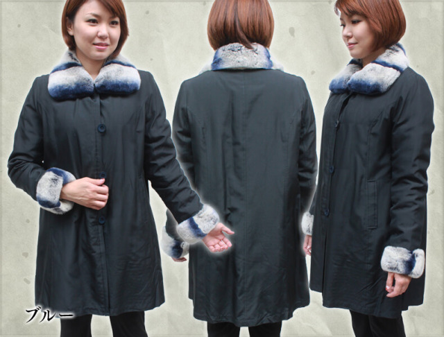 レッキス ミンク シルク 毛皮コート リバーシブル レディース ブラック