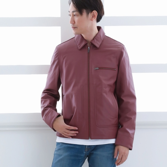 レザーブルゾン メンズ 本革 革ジャン レザージャケット ラムレザー