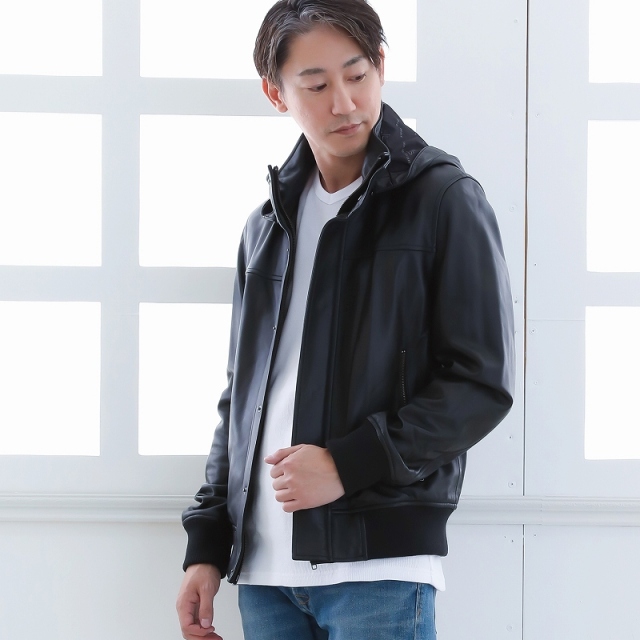 レザーブルゾン メンズ ラムレザー 本革 レザージャケット