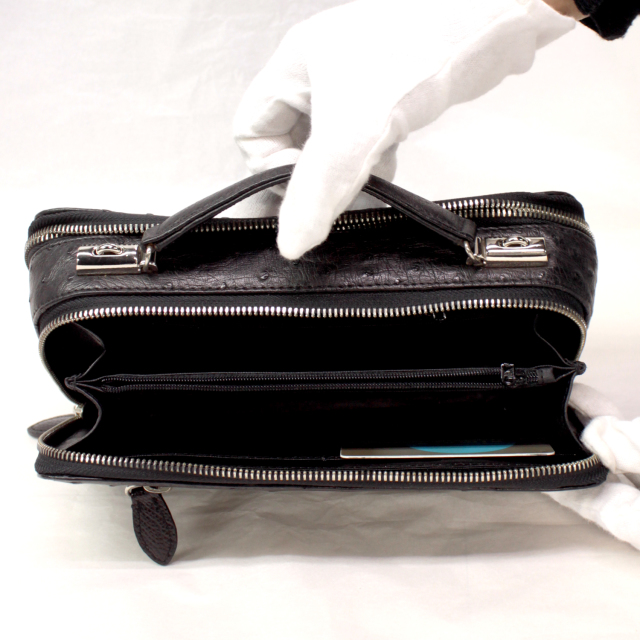 オーストリッチレザー 黒 レザークラフト・革販売のニシカワレザー