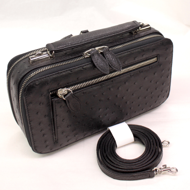 ドイツ製 ビンテージバッグ☆ オーストリッチ ブラック ドイツ製 ビンテージバッグ☆ オーストリッチ ブラック