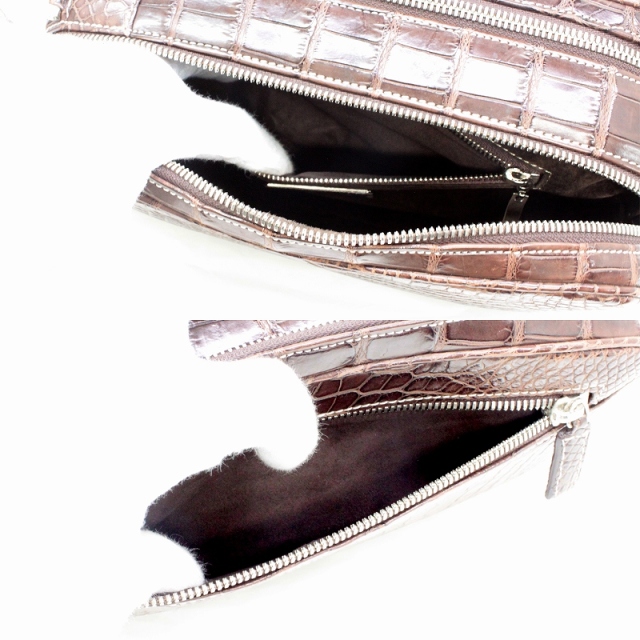 クロコダイル セカンドバッグ メンズ ダークブラウン tb68cl