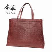 エンジ色 クロコダイル トートバッグ メンズ レディース 本革バッグ ワニ革  TB80