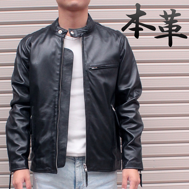 レザージャケット メンズ 本革 ラム革 シングルライダースジャケット 柔らかい 着やすい 革ジャン mlrj1111 M/L/LL/3L