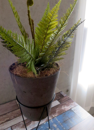 フェイクグリーン観葉植物ギフト シダ植物 アイアンスタンド