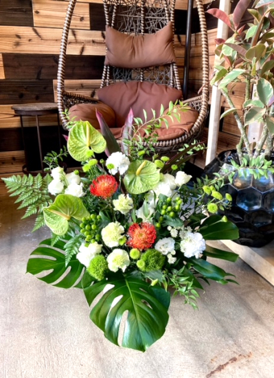 0602大人女子のフラワーギフト【観葉倶楽部グリーンブーケ】美容室、クリニック、エステ、カフェの開店祝いにおすすめ16,500円コース