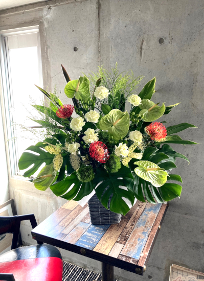 0601大人女子のフラワーギフト【観葉倶楽部グリーンブーケ】美容室、クリニック、エステ、カフェの開店祝いにおすすめ22,000円コース