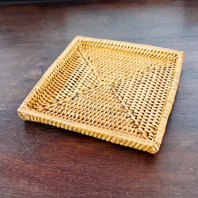 アタ製・スクエアコースター／ミニトレイ／小皿（縁付き／10cm×10cm×高さ1cm）AT216