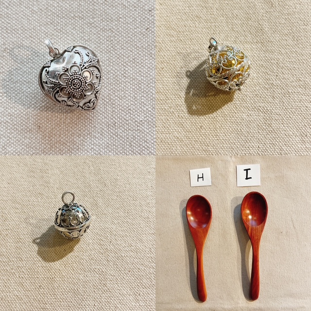 【N.H.様ご専用商品】ガムランボール3種類（ハート型／アラベスクバスケット／馬蹄モチーフ）とサウォ製れんげスプーン（GB029）