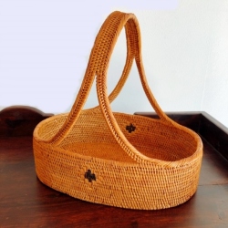 アタ製・持ち手付きオーバル（楕円形）バスケットA（AT203)