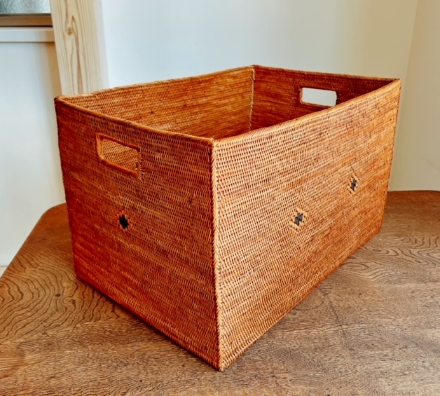 B4長方形ボックス○フタ付○柄入○アタ○バリ島○1002○特大サイズ