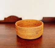 アタ製・円型ラウンドバスケット(直径約13cm×高さ5.5cm）AT345