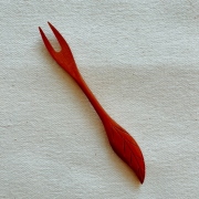 天然木・サウォ製　リーフ（葉っぱ）の柄の付いたデザート用フォーク（約13cm）WT022