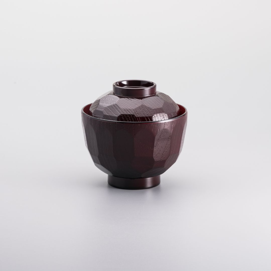 木目亀甲小吸椀　溜（1）<食洗機・レンジ対応>＜新商品＞
