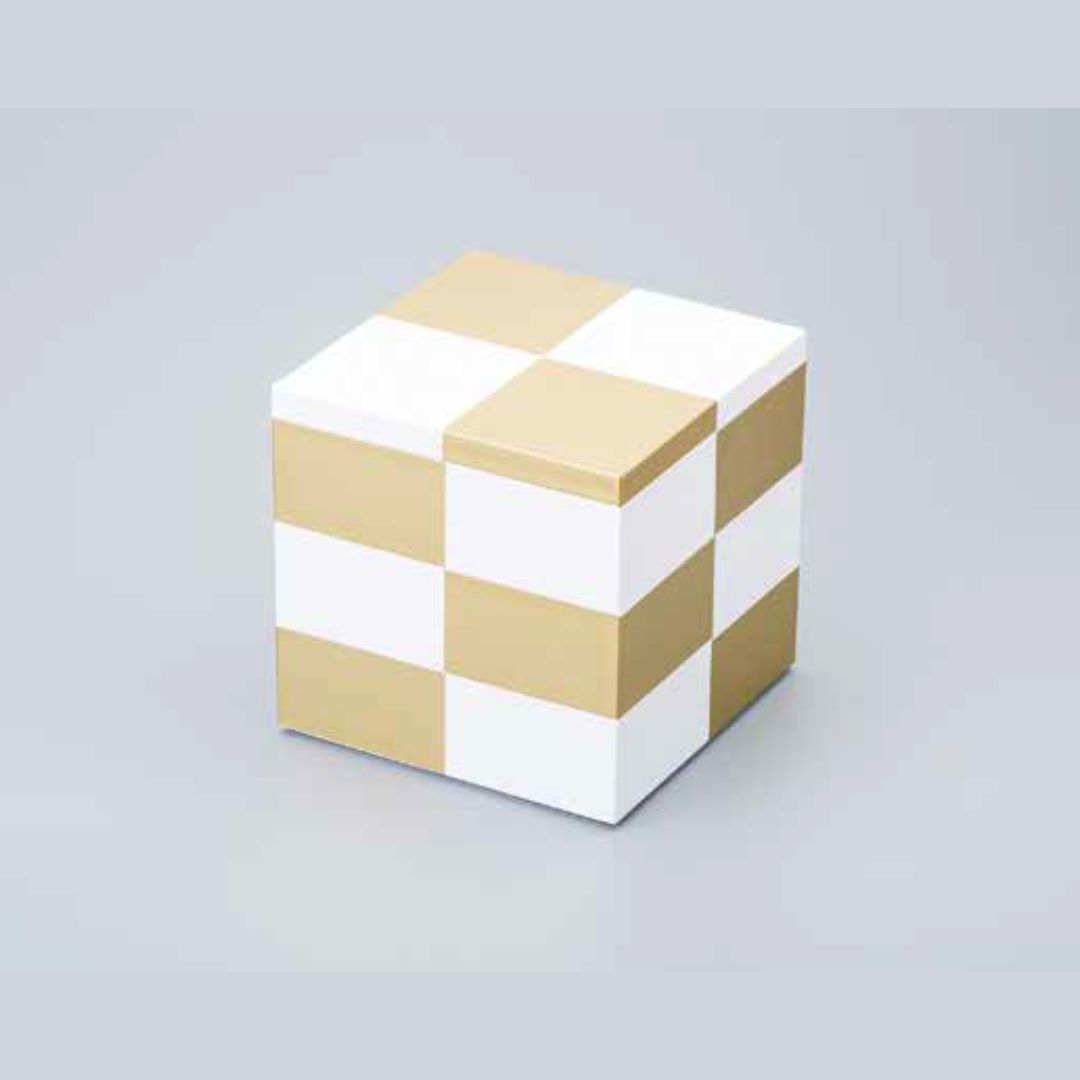 JUBAKO/重箱/市松KIN5.0三段重(白)(A)<迎春><kaze-ya style>KZ3134A