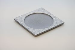 コースター　銀　麻の葉