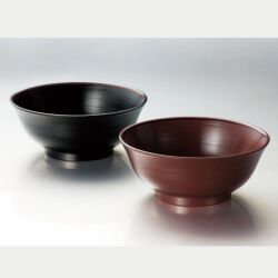 鉢/丼/刷毛目ペアらーめん鉢(黒／銀朱)KZ2461