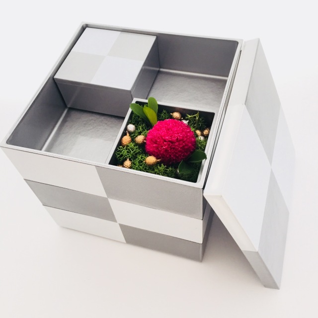 新商品》JUBAKO/重箱/市松2.3二段中子重（銀）(A)KZ2974A≪Kaze-ya style≫