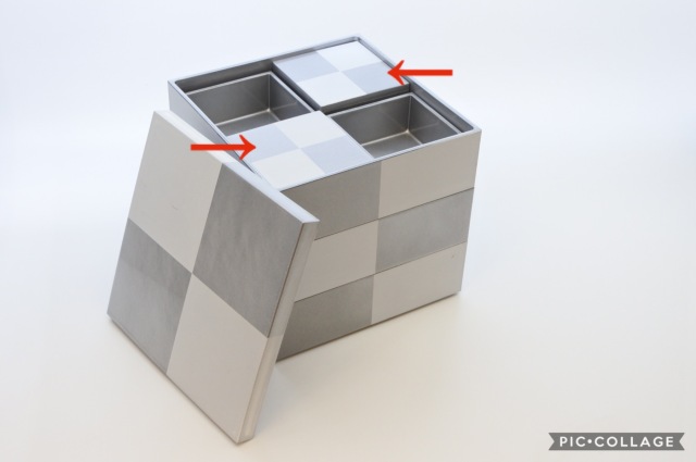 新商品》JUBAKO/重箱/市松2.3二段中子重（銀）(A)KZ2974A≪Kaze-ya style≫