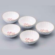さくら3.8フラワー小鉢揃（白/ピンク）（5）KZ3281P≪新商品≫≪食洗機・レンジ対応≫