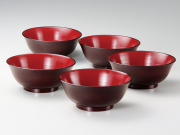 レンジ刷毛目ラーメン鉢揃(溜内朱)<新商品>