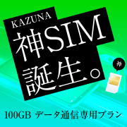 (1)【セット販売SIM】KAZUNA 神SIM 100GB データ通信専用プラン