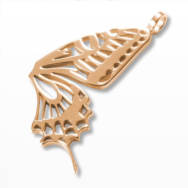 【中】アゲハチョウペンダントトップ（ピンクゴールド）