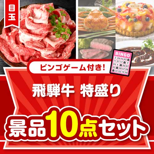 【ビンゴゲーム付き】飛騨牛特盛り10点セット