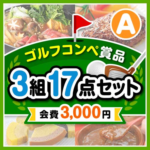 【ゴルフコンペ賞品17点セット】3組12名様：会費3,000円（全員に当たる！）Aコース