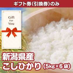 ＜販売終了＞【ギフト券】新潟県産こしひかり（5kg×6袋）（目録のみ）