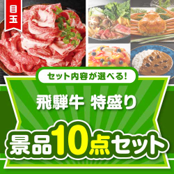 ＜内容が選べるまとめ買い景品＞/hdg-t100-a3 目玉：飛騨牛特盛り 10点セット
