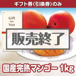 ＜販売終了＞＜季節限定＞【ギフト券】国産完熟マンゴー1kg[当日出荷可]