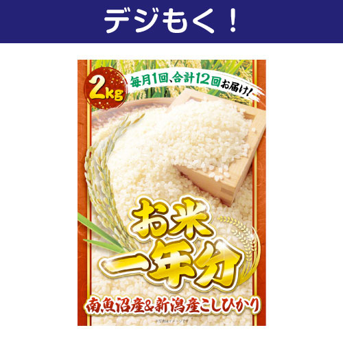 【デジもく！】＜お米一年分＞南魚沼産＆新潟産こしひかり2kgコース（パネル・目録無し）