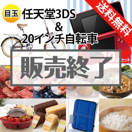 ＜販売終了＞【楽々まとめ買い景品セット：当選者10名様向け】任天堂3DS＆20インチ自転車 10点セット[送料無料・全品目録パネル付・当日出荷可]