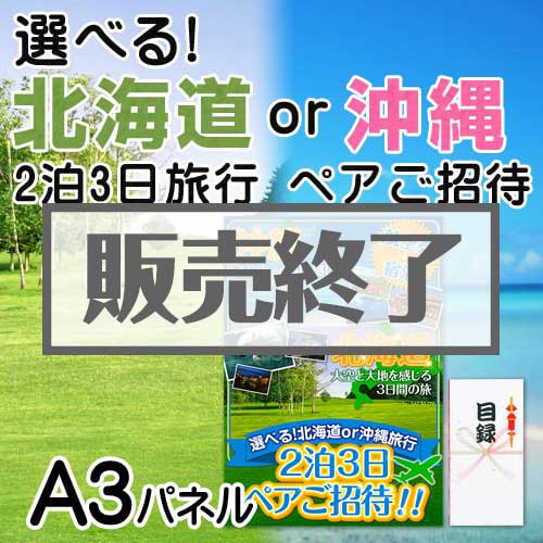 ＜販売終了＞【パネもく！】選べる！北海道or沖縄旅行2泊3日ペアご招待（A3パネル付）[当日出荷可]