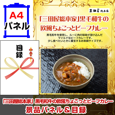 「三田屋総本家」黒毛和牛の欧風ちょこっとビーフカレー 【A4景品パネル＆引換券付き目録】（sak541）※オンライン景品対応