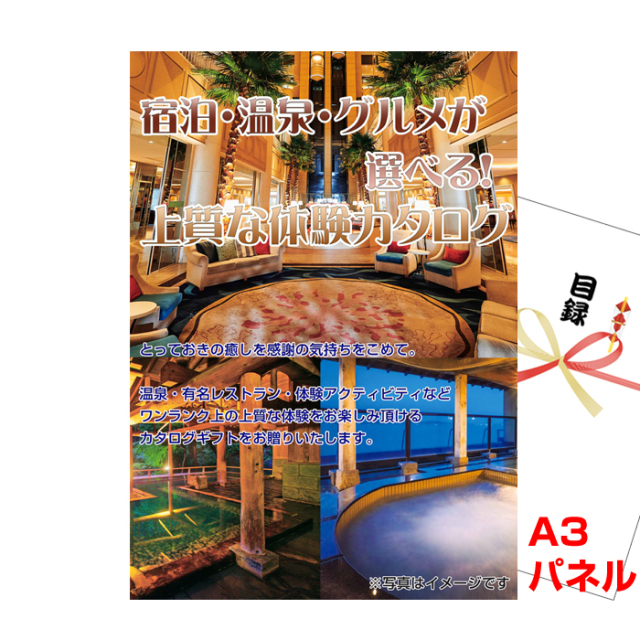 宿泊・温泉・グルメが選べる！上質な体験　シルバー 【A3景品パネル＆引換券付き目録】（exe120）