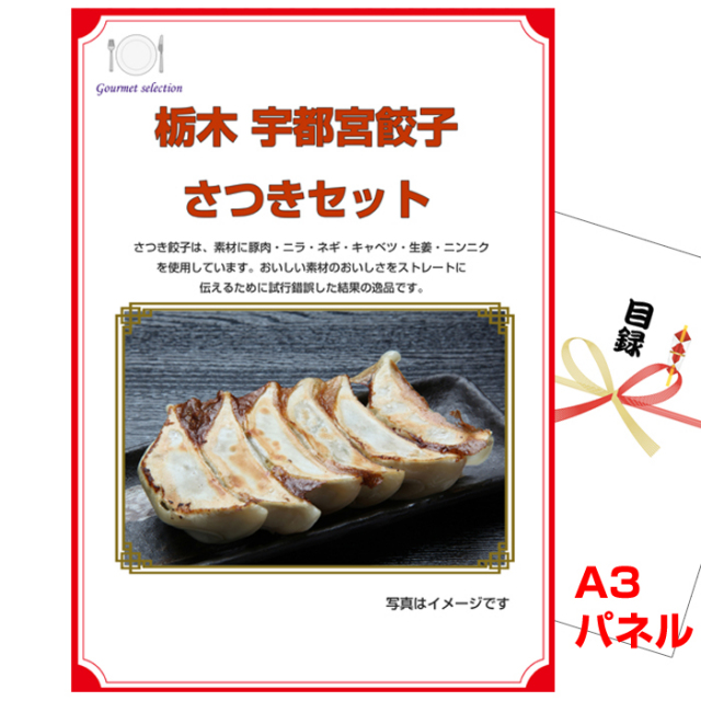 忘年会・新年会のビンゴ景品はお任せ！ 栃木　宇都宮餃子さつきセット 【A3景品パネル＆引換券付き目録】（kaeg101-2t）