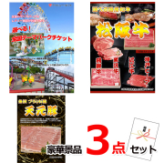 ビンゴ・イベントの景品はお任せ！ 選べる！全国テーマパークチケット＆選べる国産和牛＆米沢天元豚豪華３点セット 【景品パネル＆引換券付き目録】15042